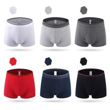 2025 6Pcs Men's Plain Boxer Shorts Cotton Underwear Knit Solid Assorted