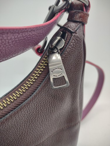 Coach Harley East West Hobo Bag Brown/Purple with Charm and Shoulder Strap - Picture 5 of 15