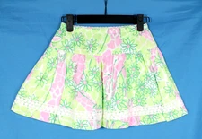 LILLY PULITZER Pink/Green FLORAL GIRAFFE PRINT Lace Trim PLEATED A-Line Skirt 6X