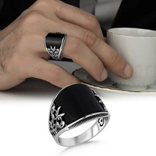 Solid 925 Sterling Silver Black Onyx Stone Men's Ring All Size  TR65