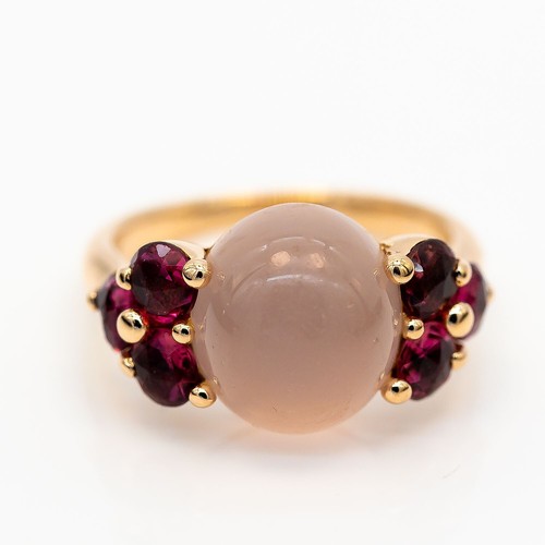 Anello Pomellato La Luna 750/18K Oro Giallo Pietra Lunare Granato Taglia 59