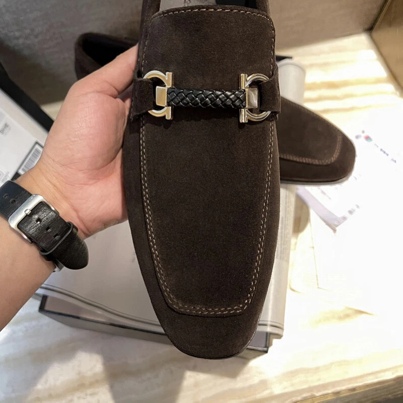 Italian Style Men Real Suede Leather Slip on Loafer Casual Business Shoes Spring - Image 4 of 4