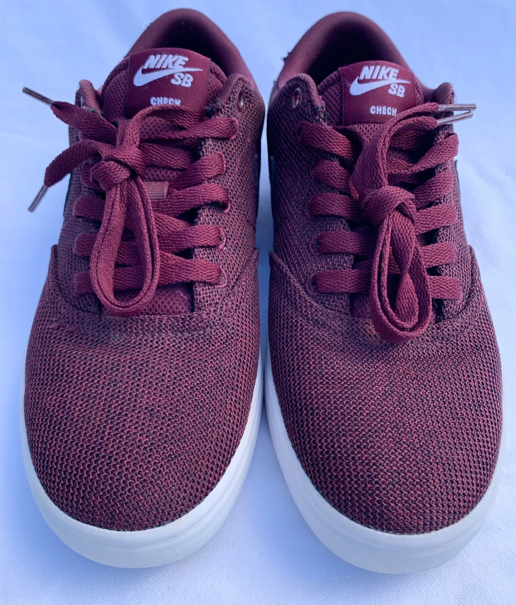 Nike SB Check Solarsoft Women s Size 8 Canvas Athletic Skate Shoes Maroon Red