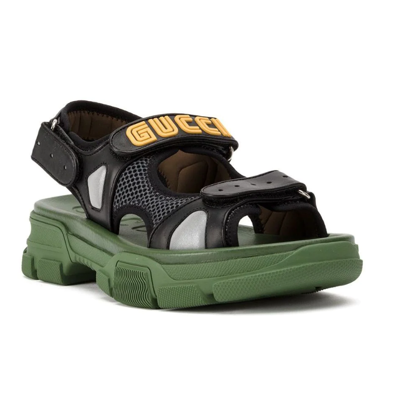 GUCCI Sega Black Leather And Mesh Sandals Z91109 Men's Size GUCCI Sega Black Leather And Mesh Sandals Z91109 Men's Size