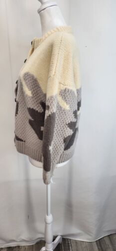 Vintage Wool Hand Knit INGA Australia Camo Sweater Koala Buttons One Of A Kind - Picture 3 of 17