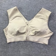 Tommie Copper Sports Bra Womens 2XL Beige Front Zip Copper Znergy Mesh Support