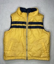 Gymboree Puffer Vest Kids 12-24 mos Yellow Black Striped Jacket Sleeveless Zip