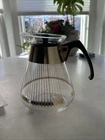 VTG Pyrex Large Glass Coffee Pot/Carafe With Lid. Gold Scroll pattern. 1960’s.