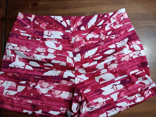 Pantaloncini corti donna rosa bianco New York & Company taglia 12 cintura passante cerniera polsino - Foto 5 di 8