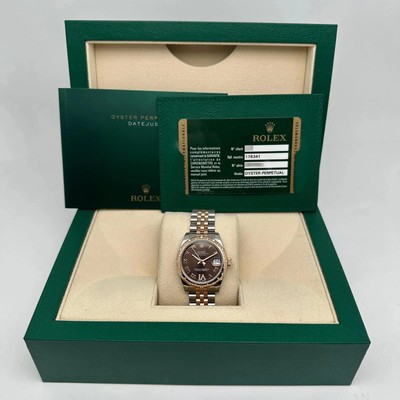 Rolex Datejust 31 18K Rose Gold Stahl Diamant Schokolade Uhr 178341