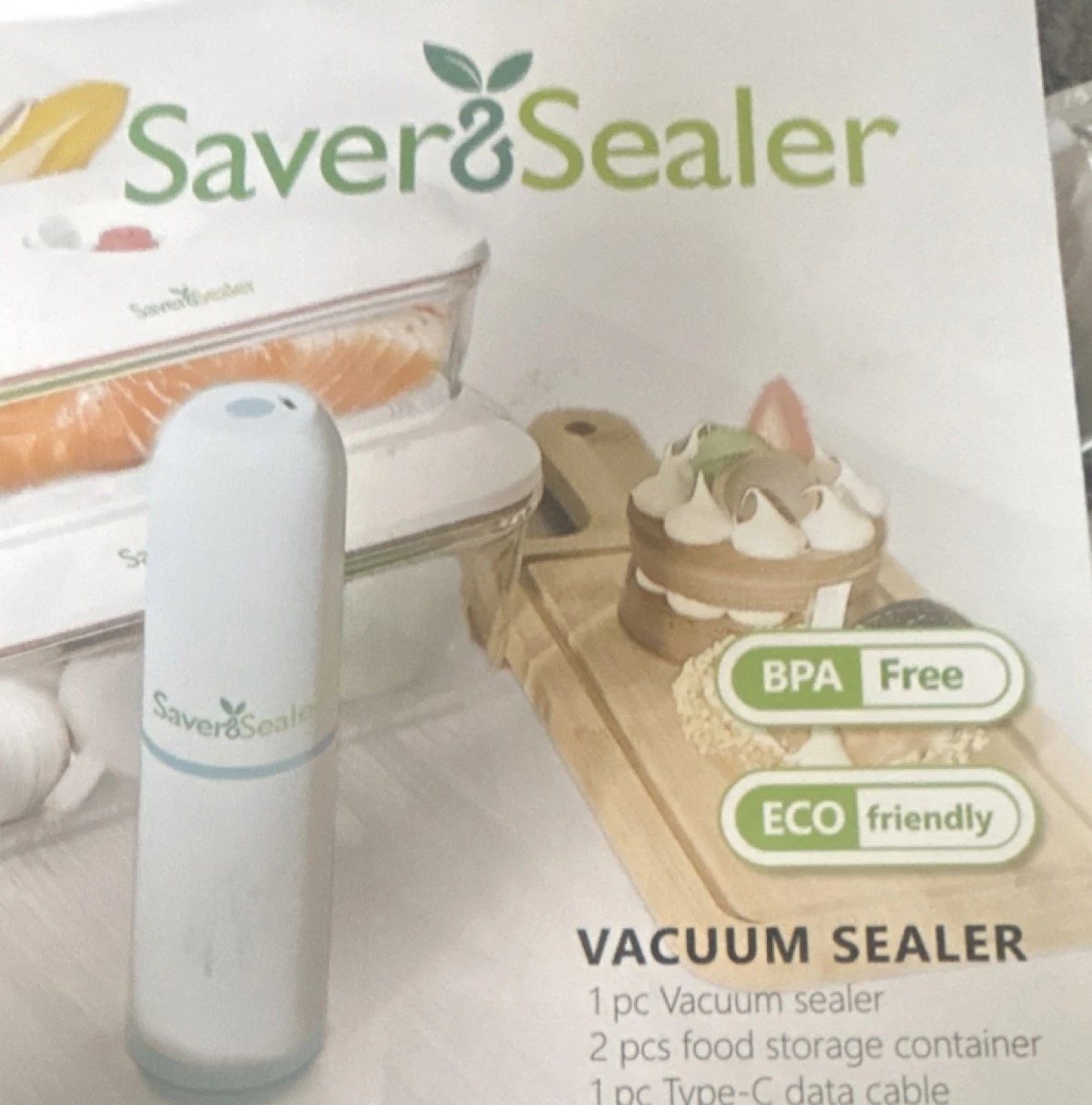 SaverSealer AX002S Handheld Vacuum Sealer Rechargeable with Containers & Type-C