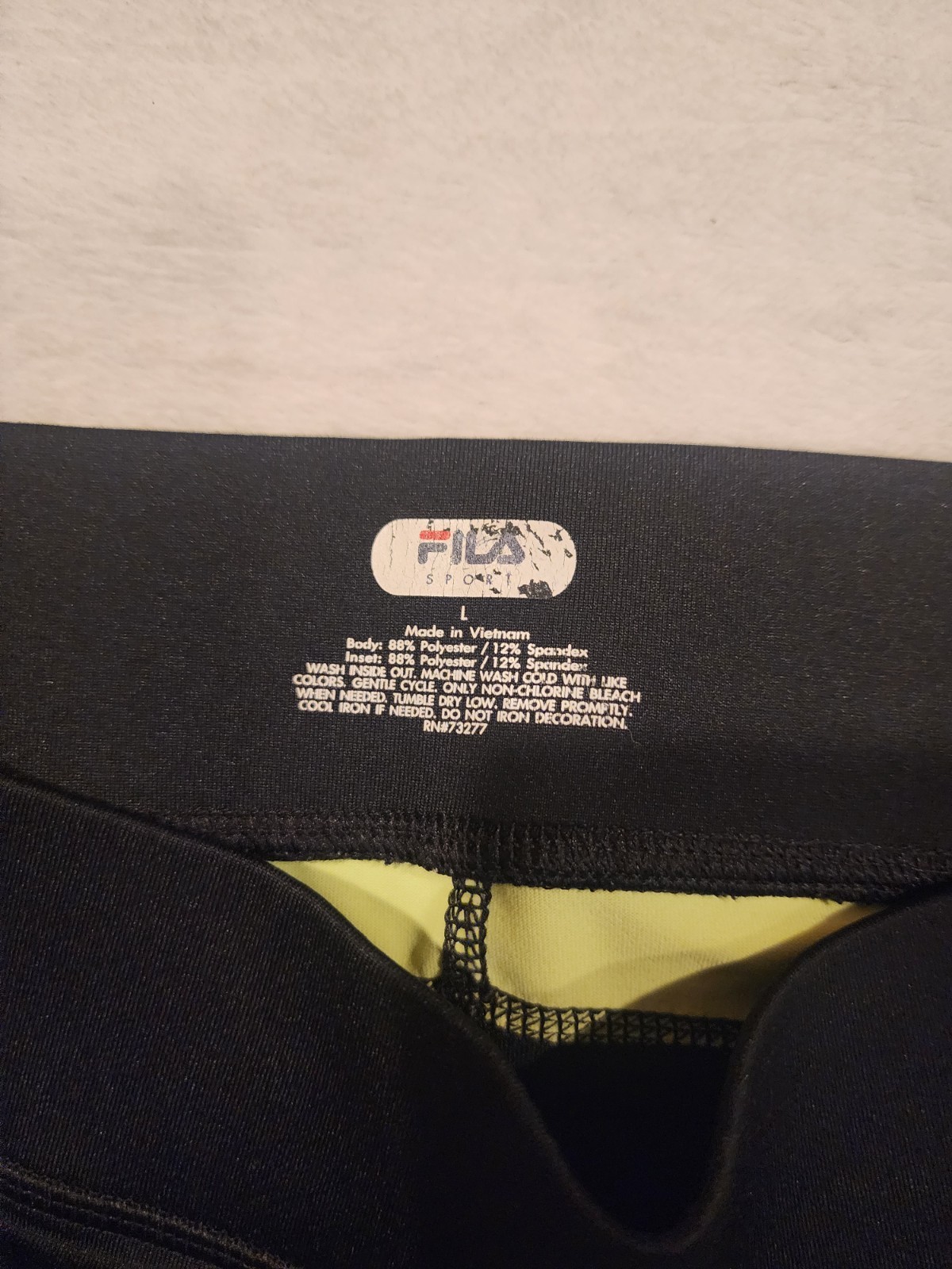 FILA Leggings Donna Sport Activewear Capri Nero Verde Elastico Vita Taglia Lrg