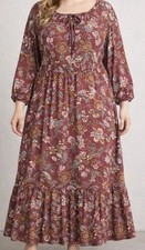 Knox Rose Maxi Floral Cottagecore Tiered Elastic Waist Pockets Boho Prairie XXL