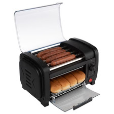 Hot Dog Toaster - Hot Dog Roller with Bun Warmer, Black, New
