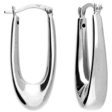 Image of silver oval hoop earrings polished 925 sterling silver new boxed