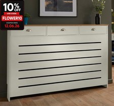 Cream Radiator Cover Cabinet Traditional Modern MDF Wood Horizontal Shelf Large