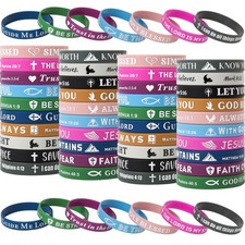 Bible Verse Bracelets   80 Pcs Silicone Bracelets Bulk Jesus Bracelets   Cute...