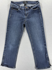 White House Black Market Noir Size 4 Crop Leg Women's Jeans With Zip Ankle Slits