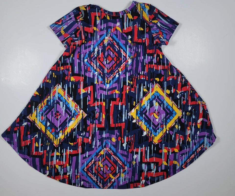 Vestido LulaRoe Niñas Talla 4 Diamantes Patrón Geométrico Foto 2 de 4