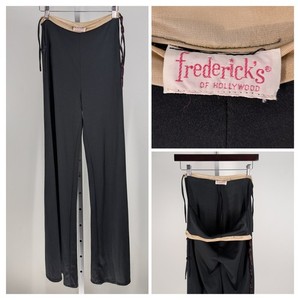 Frederick's of Hollywood Vintage 70s Palazzo Pants S Open Side Tie Disco Black