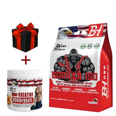 Gorilla ISO Protein 5k Schoko +Free Nano Creatine Muscle Growth Black Hammer USA