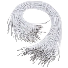 150 Pcs Elastic Barbed Cord White 14" 1.2mm Stretch Bands with Metal Ends