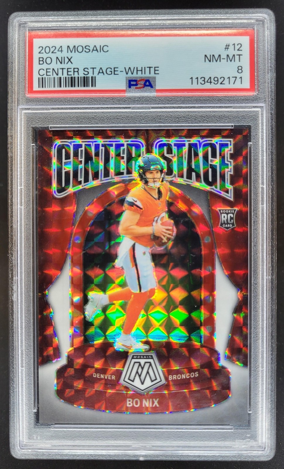 Bo Nix Panini Mosaic Center Stage #12 White