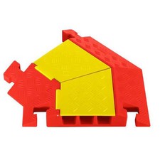 Checkers Cpt3x225-L-Y/O Cable Protector 45 Deg Left Turn, 3 In H, 24-3/4 In L,