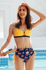 Colorblock Floral High Waisted Bikini Size Small Cupshe