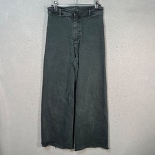 Zara Womens Size 4 Marine Wide Leg Denim Pants High-Rise Raw Hem