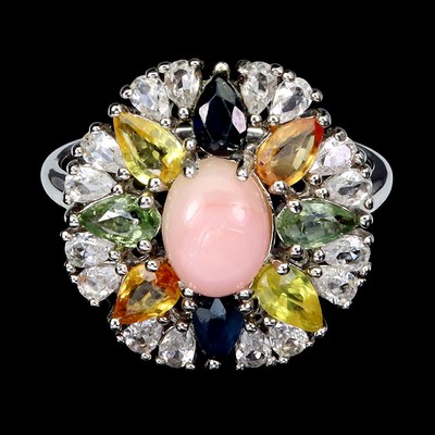 925 Sterling Silver Ring Oval Opal Sapphire Topaz Gemstone Jewelry 8