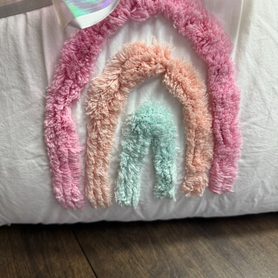 POTTERY BARN KIDS CANDLEWICK ~ ARCO IRIS Y MARIPOSA ~ JUEGO DE EDREDÓN, DOBLE/ESTÁNDAR Foto 4 de 4