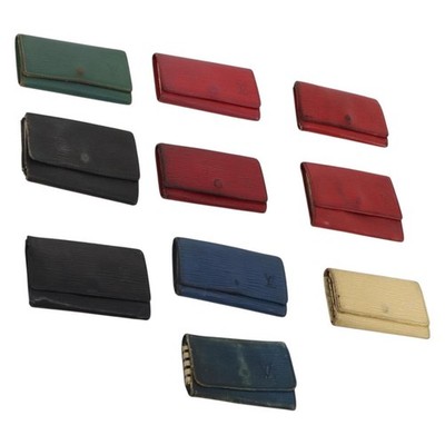 LOUIS VUITTON Epi Key Case 10 Set Blue Black Red LV Auth CB166