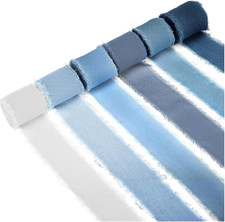 6 Rolls Dusty Blue Chiffon Ribbon 1.5" X 42 Yard Handmade Frayed Edges Silk Ribb