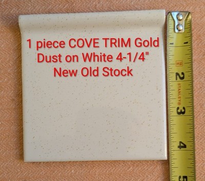 1 piece COVE Trim Gold Dust on White 4-1/4'' Glossy Speckled US Ceramic Tile New