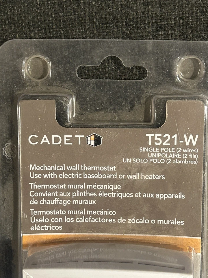 Cadet Mechanical Wall Thermostat T521-W Electric Baseboard or Wall Heaters NEW - Image 2 of 4