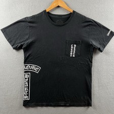 Chrome Hearts Shirt Mens Large Black Pocket Tee Double-Sided Sleeve Logo Gothic