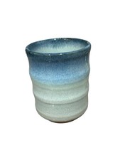 Japanese Ranyu Nagashi Blue Ceramic Teacup