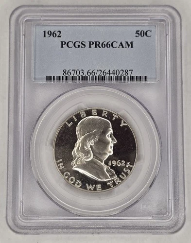 1962 90% Silver Proof Franklin Half Dollar PCGS PR66 CAM Superb Cameo Gem Proof