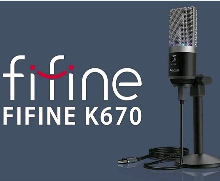 Fifine K670 USB Condenser Microphone With A Silver Mesh Grill and Black...Used