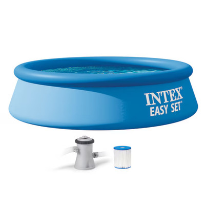 Intex 8-ft x 8-ft x 24-in Inflatable top ring Round Above-Ground Pool with Pump