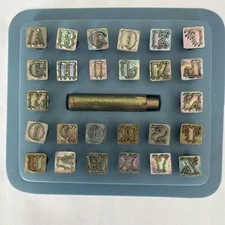 Vtg Craftool Alphabet 1/2" Leather Stamp Set Western Tandy Tools Original Case