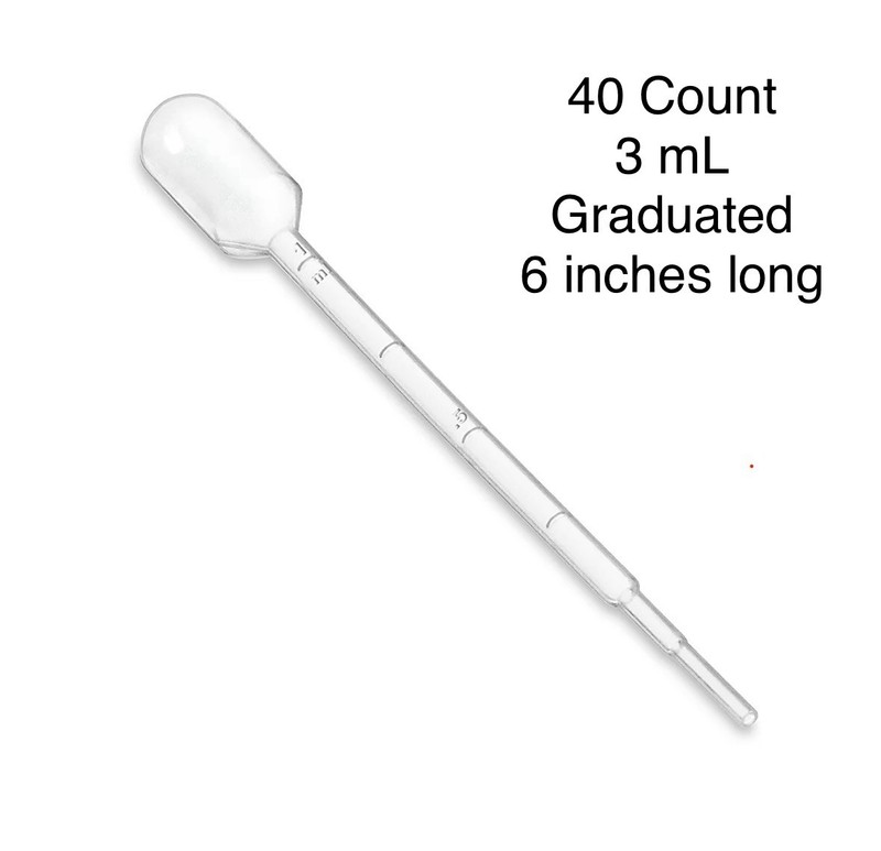 Set Of 40 Graduated 3 mL Transfer Pipettes With 0.25 mL Increments & 1 mL Range