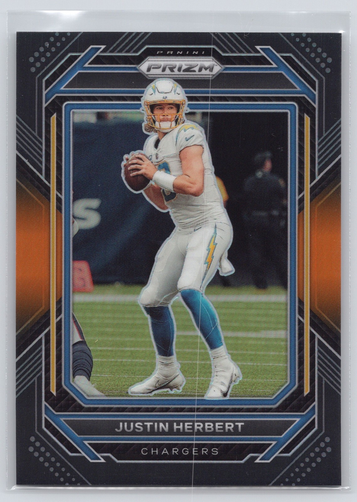 2022 Panini Chronicles #PB-5 Justin Herbert Prizm Black Orange #/75