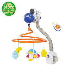 Space Baby Crib Mobile with Music Lights Remote Spaceman Nursery Decor Plush