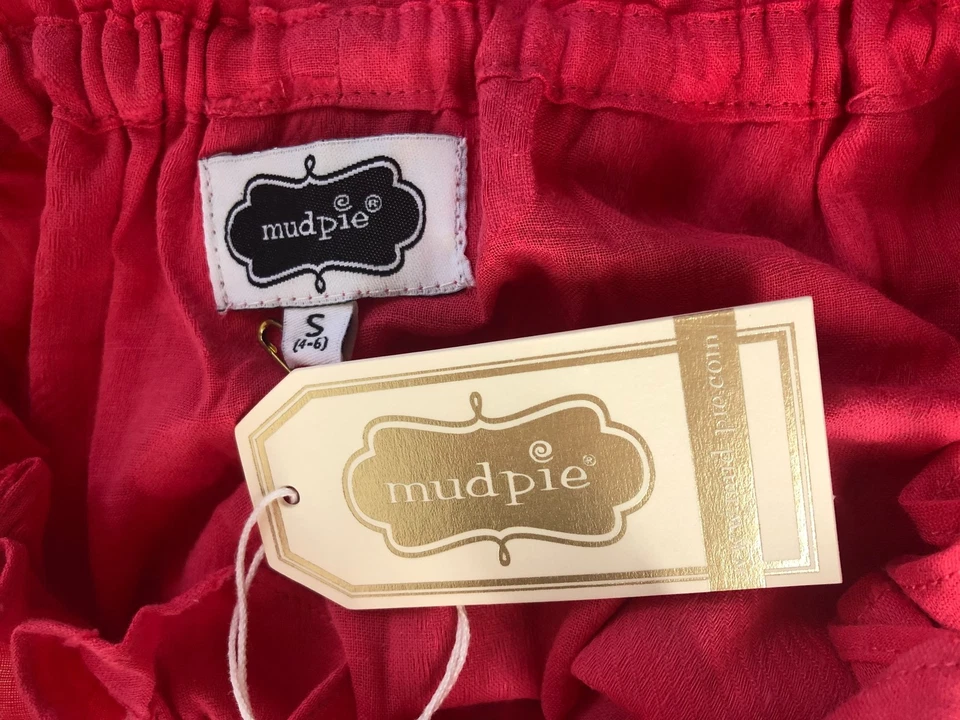 NUEVO Vestido Mud Pie Sandía Rosa S 4 6 Chloe Volantes Playa Cubrir Nuevo con Etiquetas Foto 4 de 4