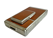 vintage Polaroid SX-70 instant Land Camera tan brown leather aluminum flat