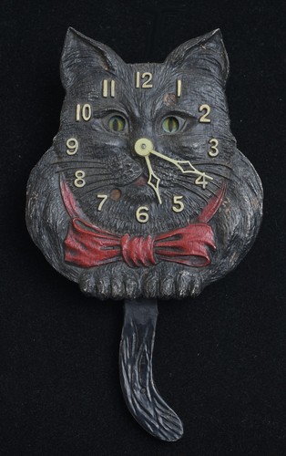 Lux Automaton Novelty Black Cat Wall Clock, circa 1930