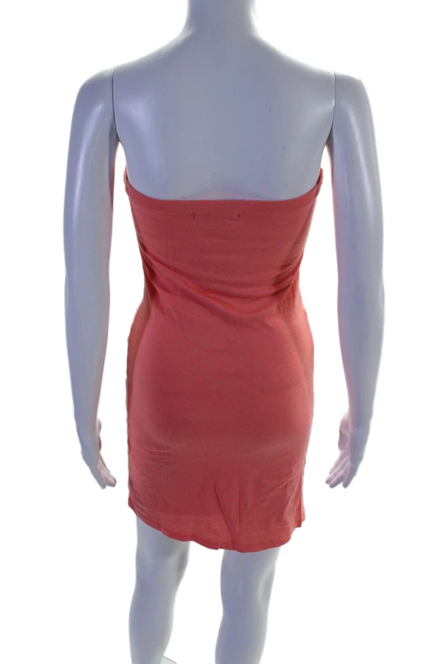 Mini Vestido Rosa Terciopelo Para Mujer Elástico Algodón Acanalado Sin Tirantes Bodycon Talla S Foto 3 de 4