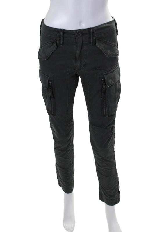 Ralph Lauren Womens Cotton Zipped Buttoned Pants Black Size 25